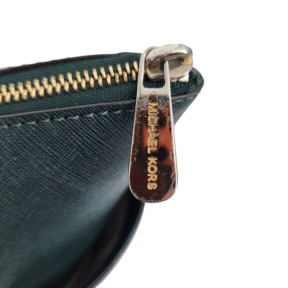 Michael Kors East West Green Jetset Leather Top Zip Handbag Purse Tote - Picture 3 of 8